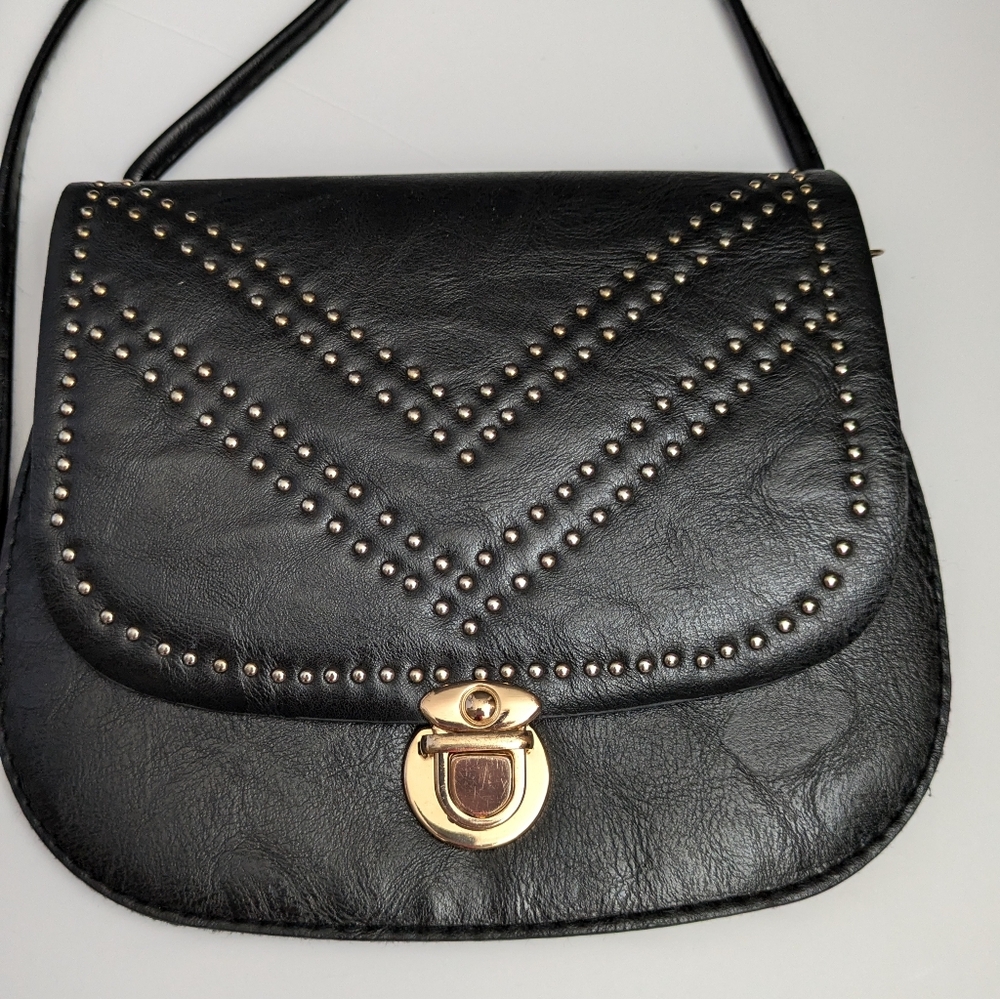Cute Black Studded Cross Body Bag Purse Bohemian Grunge Goth Casual - Picture 12 of 14